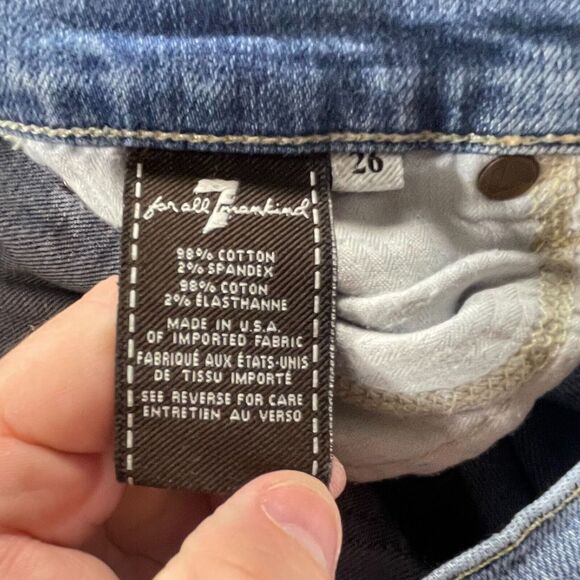 7 For All Mankind Jeans Womens 26 Blue Denim Skinny Crop And Roll Preppy Ladies - Picture 9 of 10